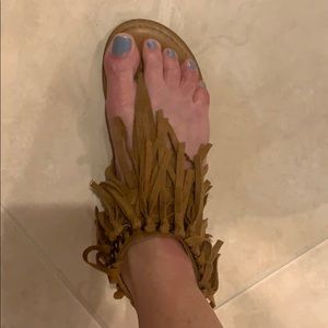 Suede Fringe Sandals